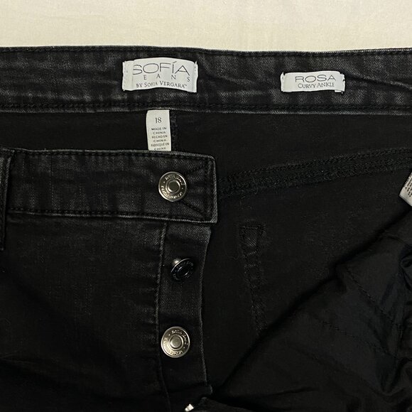 Sofia Super High Rise Rosa Curvy Distressed Ankle Button Fly Jeans 18 Stretch - Picture 11 of 13